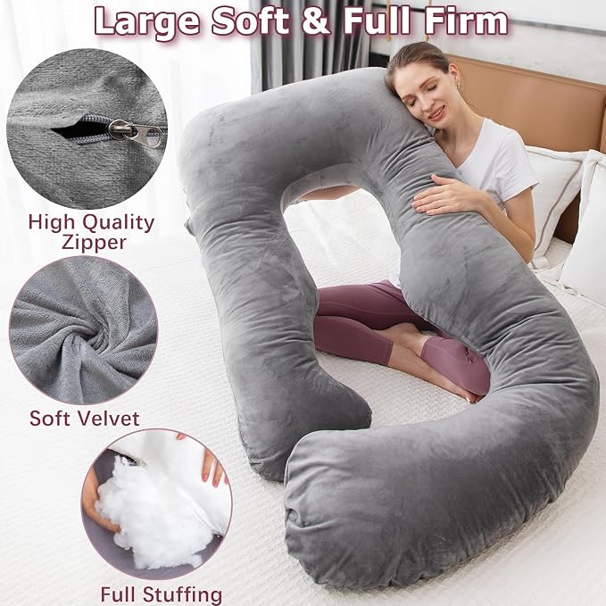 MOON PINE Pregnancy Pillow, U Shaped Full Body Pillow - Image 2