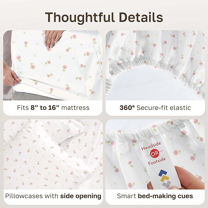 California Design Den Soft 100% Cotton King Size Bed Sheets Set, 400 Thread - Image 5