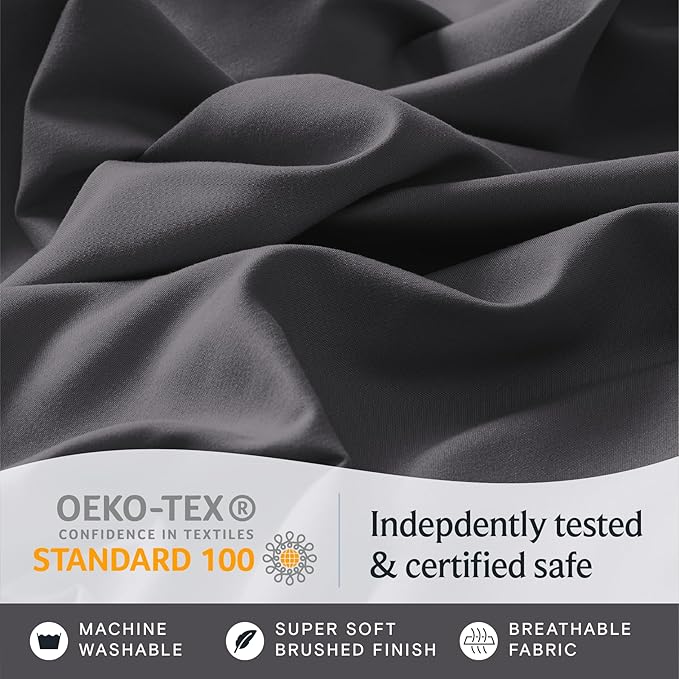 LuxClub 5 PC Split King Sheet Set Sheets Deep Pockets 18" Eco Friendly Wrinkle - Image 5