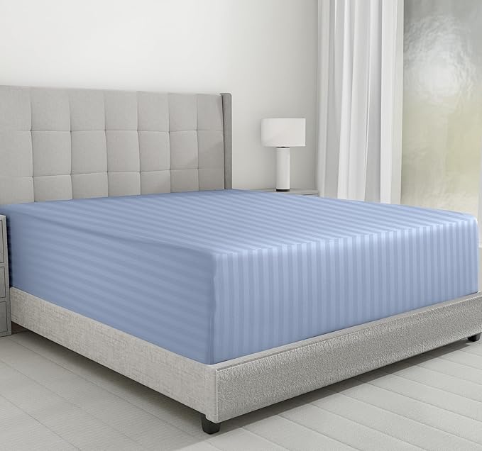 California Design Den Cotton Sateen Damask Stripe Fitted Queen Sheet Only by CaliforniaDesignDen