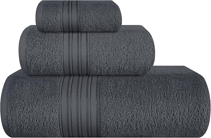 BOUTIQUO Ultra Soft 3 Pack Cotton Towel Set, Contains a Bath Towels 28x55 inch by BOUTIQUO