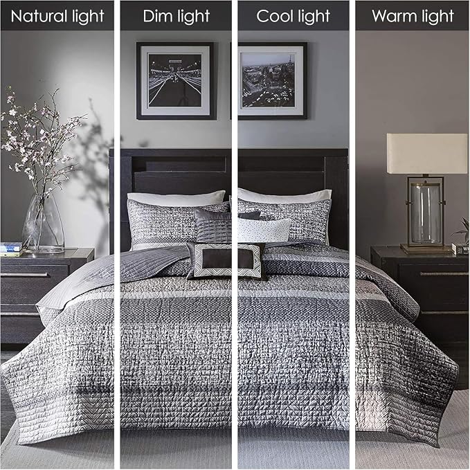 Madison Park King Quilt Set Lustrous Jacquard & Glitter Accent Coverlet Set - Image 2