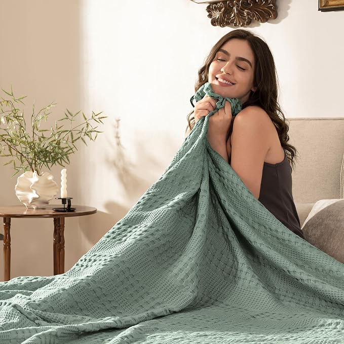 PHF Cooling Waffle Blanket Twin Size, Lightweight 60% Rayon from Bamboo & 40% - Image 5
