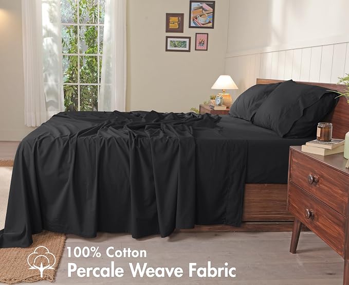 RUVANTI 100% Cotton Sheets – Split King Size Percale Bedding, Cooling & - Image 2