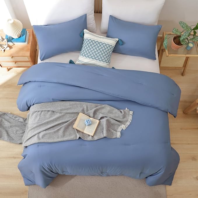 ROSGONIA California King Comforter Set Slate Blue - Image 5