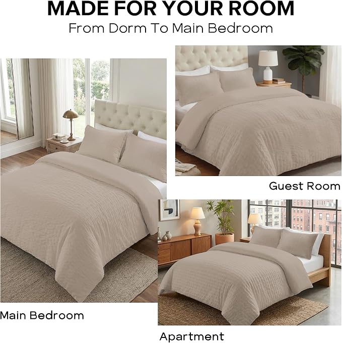 Cozyide Linen Duvet Cover Queen Size, 3 Pieces Bedding Duvet Covers, Soft - Image 7