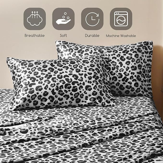 MR&HM Satin Sheets with Elastic Corner Straps, Queen Size Sheets Set - Image 6