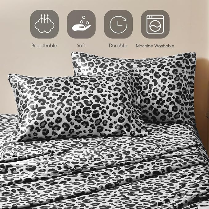 MR&HM Satin Sheets with Elastic Corner Straps, King Size Sheets Set - Image 6
