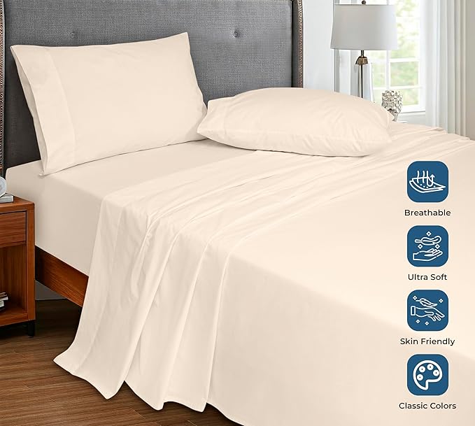 Royale Linens 100% Organic Cotton Full Flat Sheet Only - Image 4