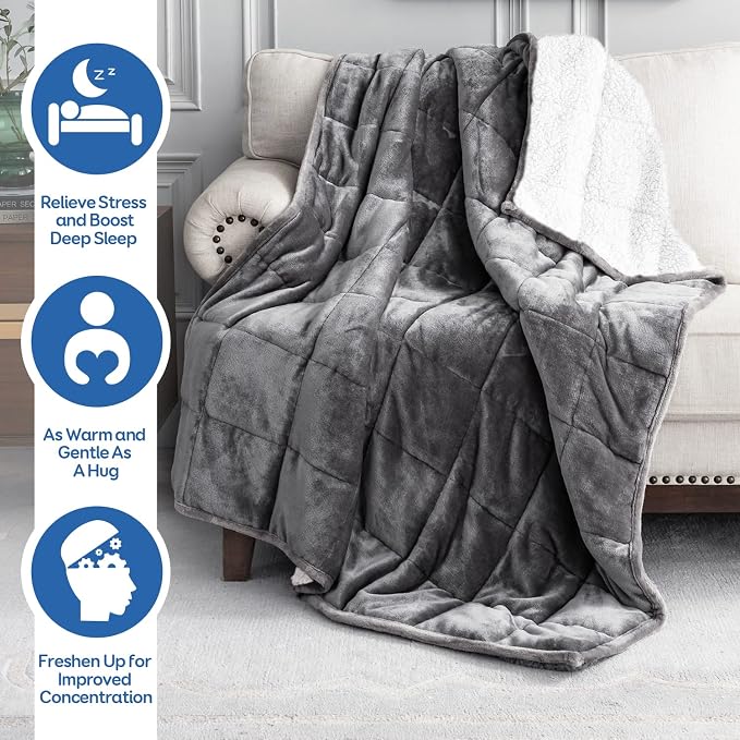 Cottonblue Weighted Blanket 20 lbs, Sherpa Fleece Weighted Blanket Queen Size - Image 3