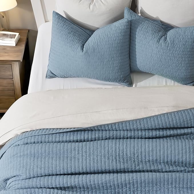 EVERGRACE x Kinsey Walsh Cross Stitch Pre-Washed Cotton Quilt Bedding Set King - Image 3