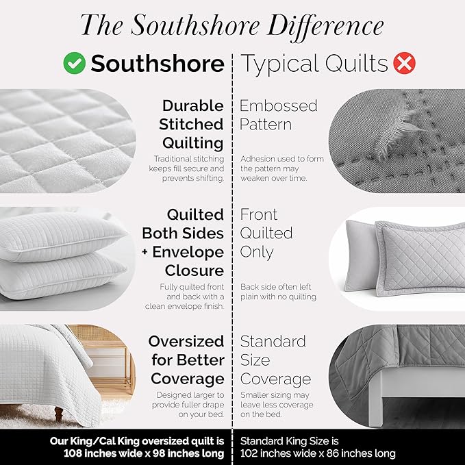 Southshore Fine Living, Inc. Oversized Quilt King Size Set, Soft Microfiber - Image 4
