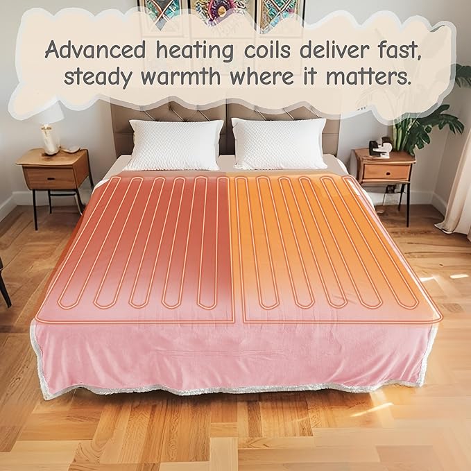Electric Heated Blanket Throw Size 50"x60", Soft Flannel - Image 5