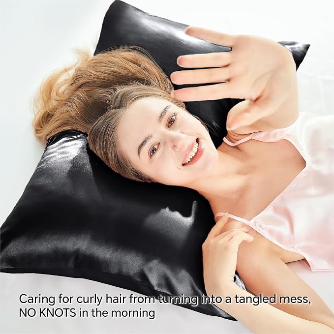 BEDELITE Satin Pillowcase with Zipper 4 Pack, Dark Grey Pillow Cases Standard - Image 5