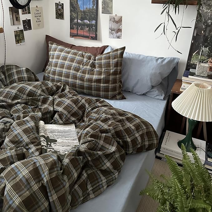 mixinni Vintage Buffalo Plaid Duvet Cover Set Full Size - Image 7