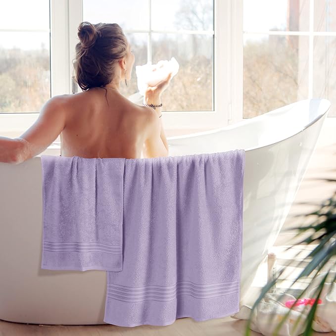 BOUTIQUO 6 Pack Cotton Towel Set, Contains 2 Bath Towels 28x55 inch, 2 Hand - Image 4