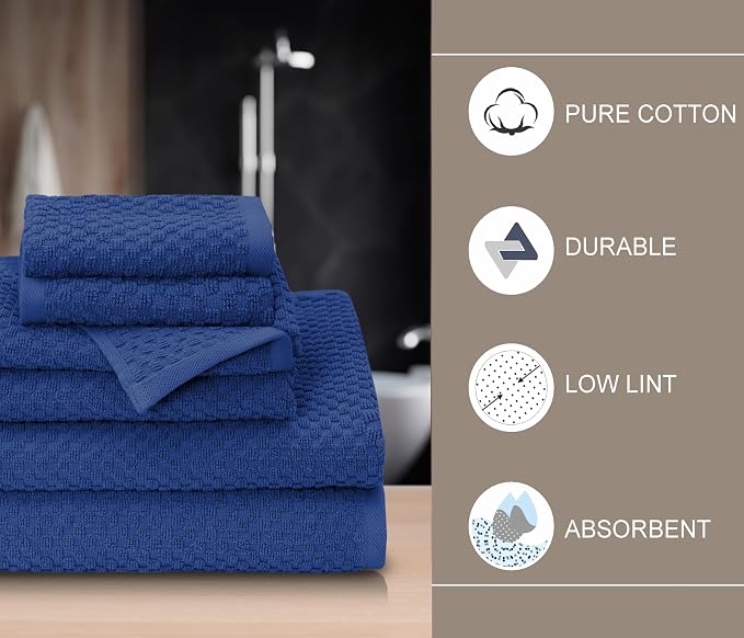 COTTON CRAFT Waffle 6 Piece Towel Set - Image 6