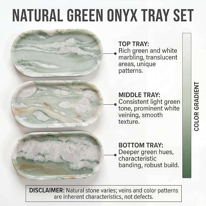 YKAJO Oval Real Marble Tray for Bathroom Kitchen Counter Stone Decorative - Image 4