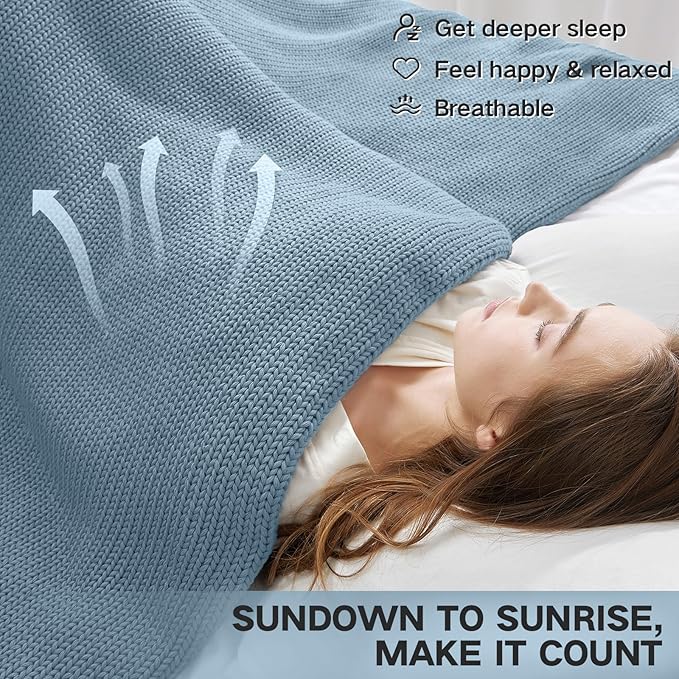 Guohaoi Knitted Weighted Blanket Kids No Beads Cooling Heavy Blanket, Home - Image 6