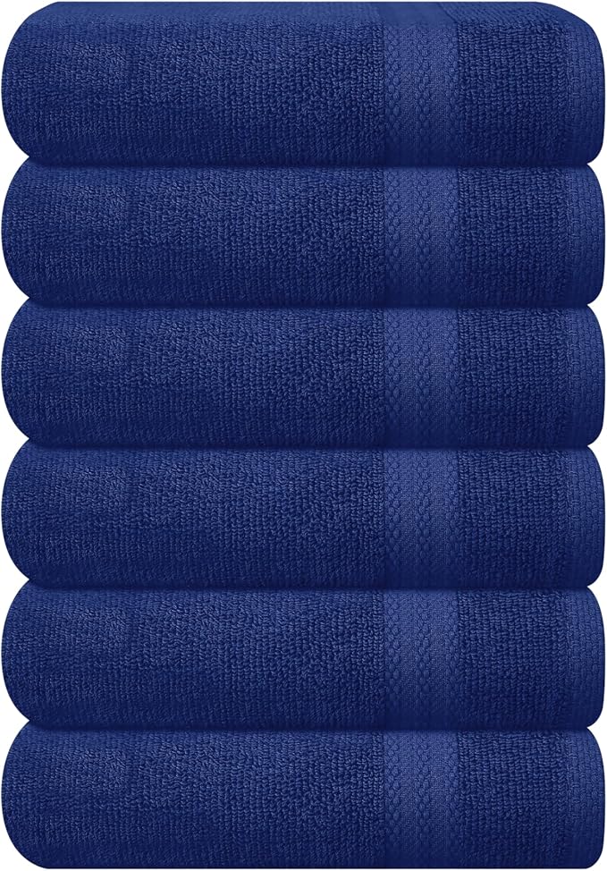 GLAMBURG Ultra Soft 6-Piece Hand Towel Set 16x28-100% Ringspun Cotton by GLAMBURG