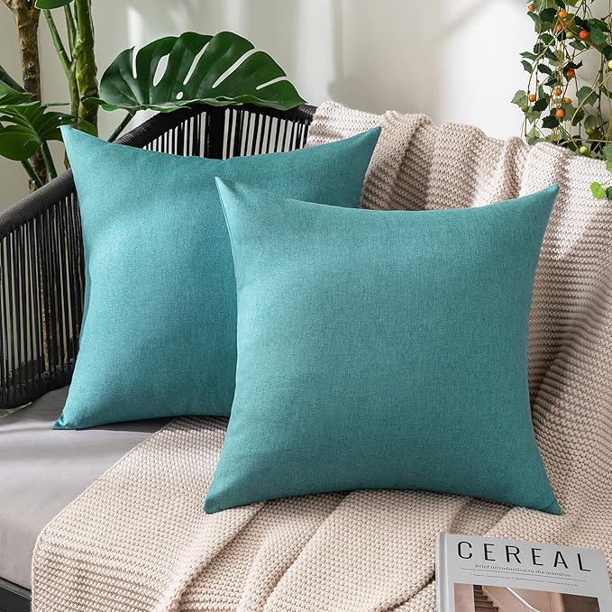 MIULEE Pack of 2 Decorative Outdoor Solid Waterproof Throw Pillow Covers Euro by MIULEE