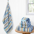 Striped Towels Set, 2 Bath 28"x52", 2 Hand 16"x27", 2 Face 13"x13", Luxury Bath by VOOVAMOVAS