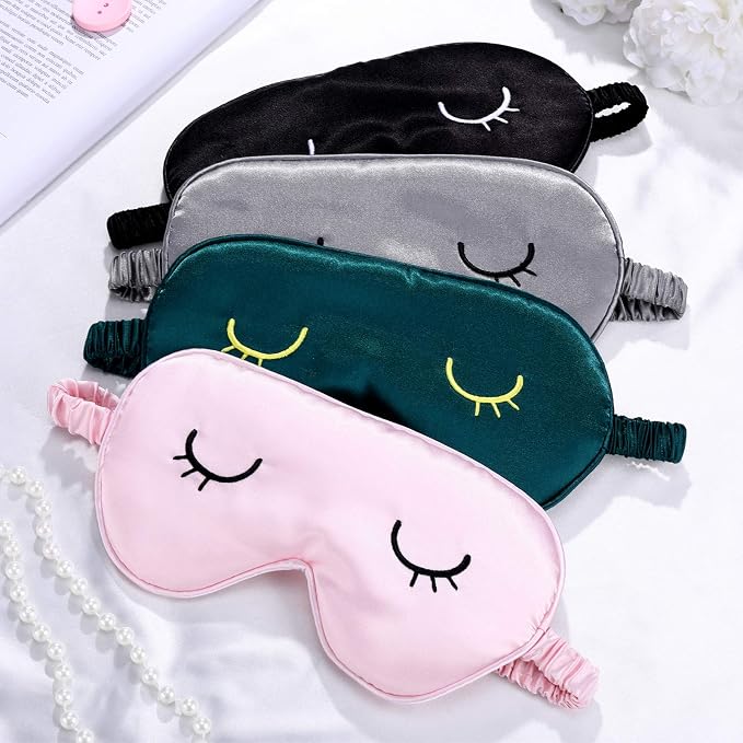 4 Pieces Sleep Eye Masks Silk Sleep Eye Cover Cute Lightweight Adjustable - Image 4
