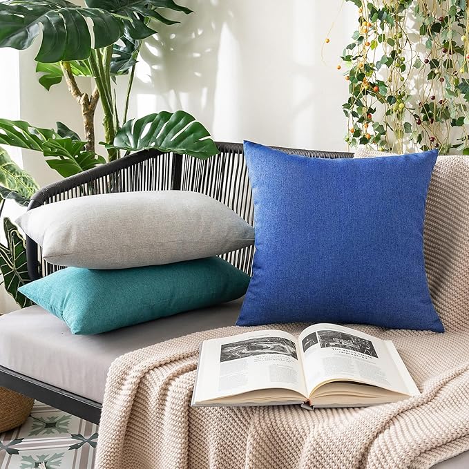 MIULEE Pack of 2 Decorative Outdoor Solid Waterproof Throw Pillow Covers Faux - Image 5