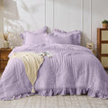 JOLLYVOGUE Lavender Comforter Full Size, 3 Pieces Seersucker Lightweight Full by JOLLYVOGUE