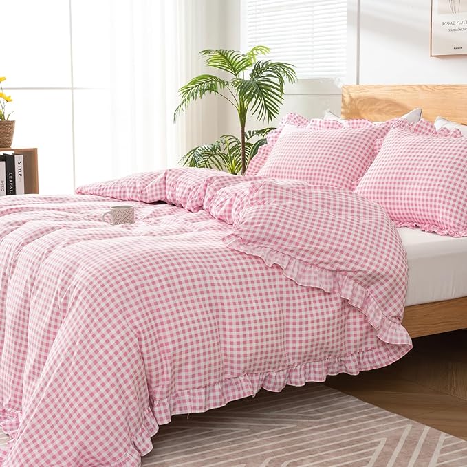 Gingham Duvet Cover Twin Size, 2 Pieces Soft Breathable Microfiber Plaid - Image 6