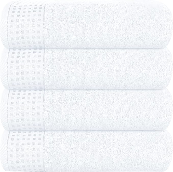 GLAMBURG Ultra Soft 4 Pack Oversized Bath Towel Set 27x54 inches, 100% Cotton by GLAMBURG