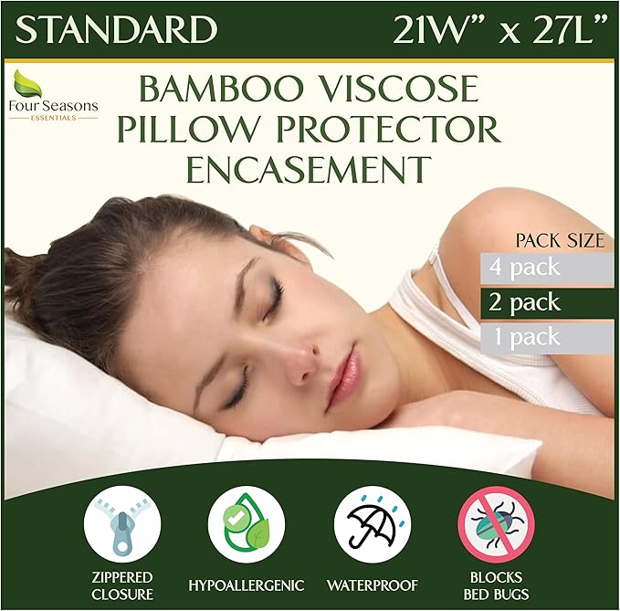 Four Seasons Essentials Standard Size Waterproof Pillow Protectors by FourSeasonsEssentials