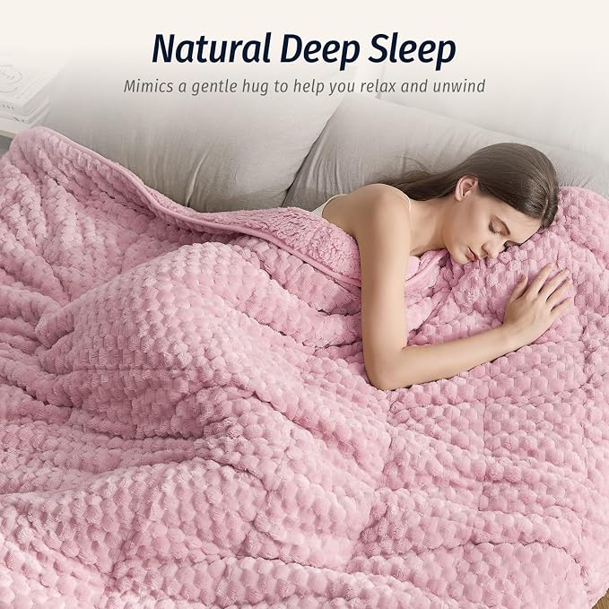 Wemore Fleece Weighted Blanket for Adults, Dual Sided Cozy Soft Sherpa Heavy - Image 4