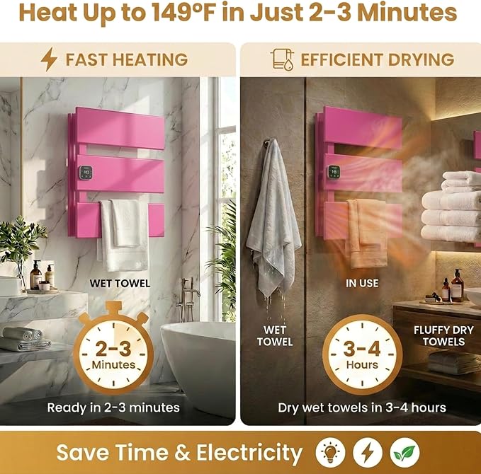 Electric Towel Warmer, Heated Towel Rack - Image 3
