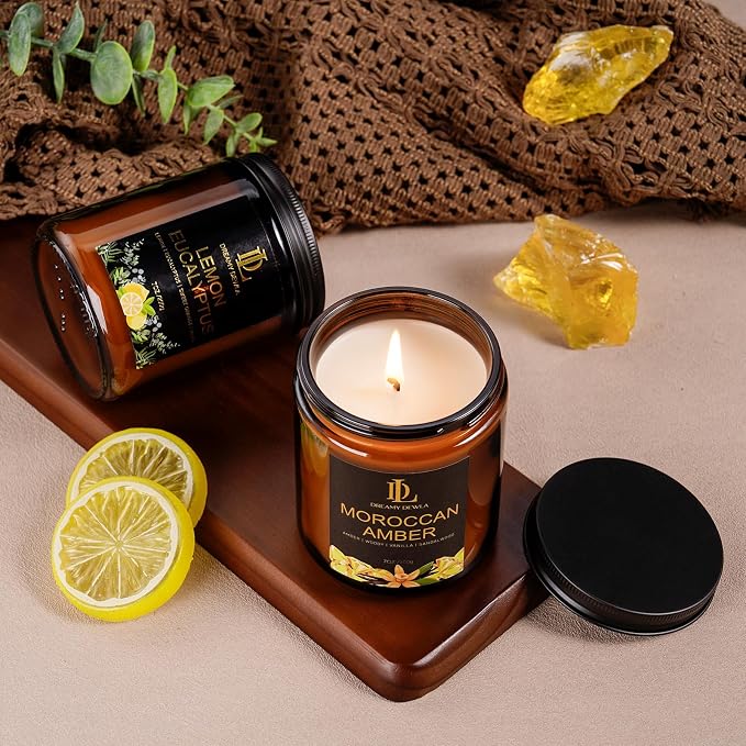 Lemon Eucalyptus Scented Candle, Soy Candles - Image 4