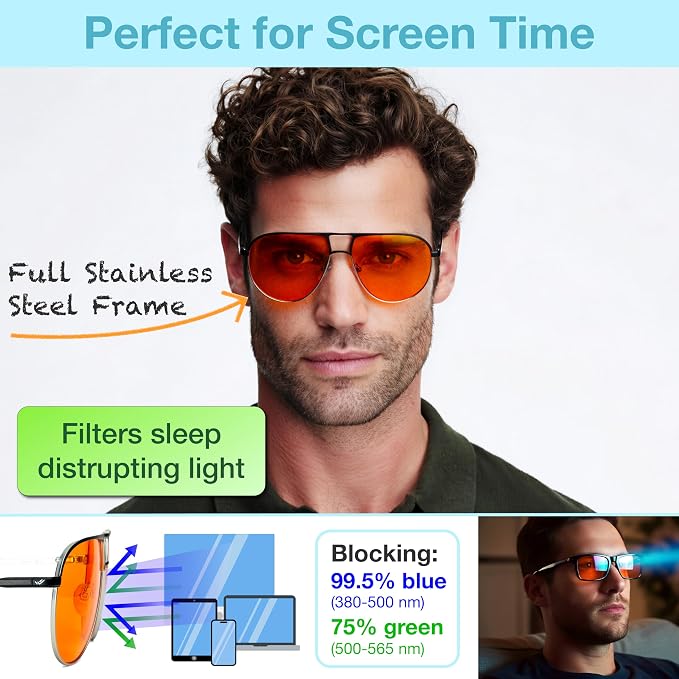 Orange Aviator Blue Light Blocking Glasses - Image 3