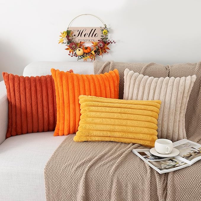 Pallene Faux Fur Plush Fall Throw Pillow Covers 12x20 Set of 2, Luxury Soft - Image 5