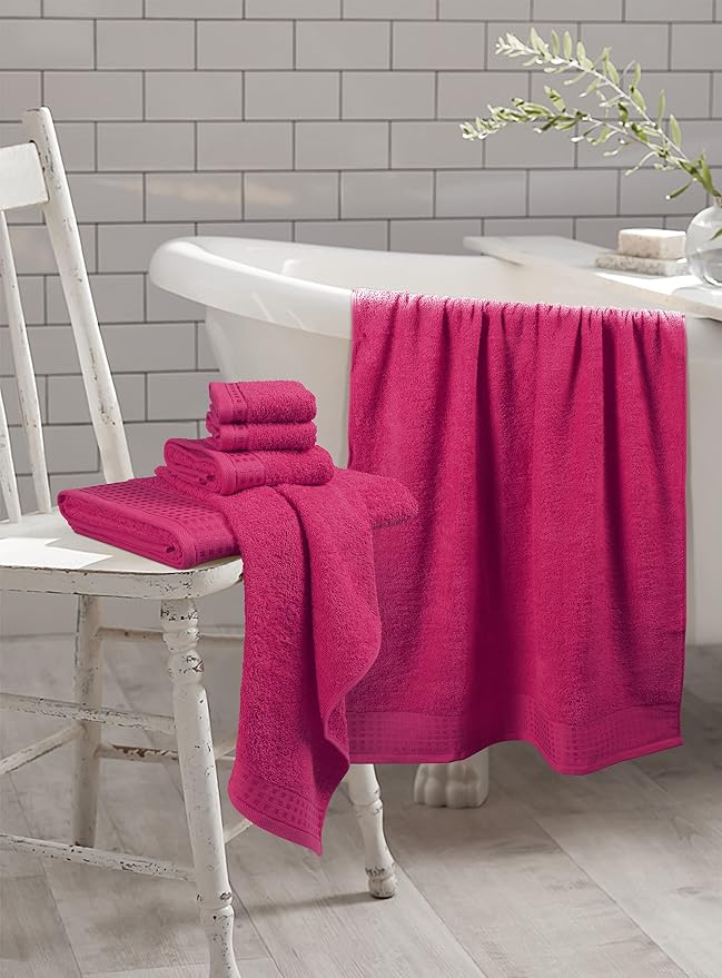GLAMBURG 100% Cotton Ultra Soft 6 Pack Towel Set, Contains 2 Bath Towels 28x55 - Image 3