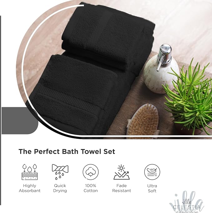 100% Cotton Bath Towel Set of 12-4 Bath Towels, 4 Hand Towels, 4 Wash Cloths - Image 3
