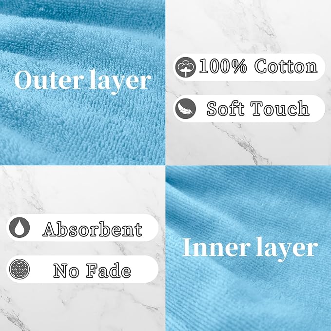 VOOVA & MOVAS Washcloths for Showering 6PC, 8.3x6.3 Inch, 100% Cotton Soft - Image 3
