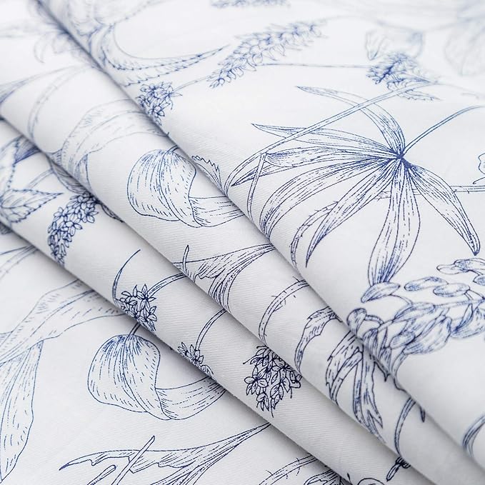 SUSYBAO Blue White Floral Duvet Cover Queen 100% Cotton 3 Pcs Set 1 Garden Navy - Image 3