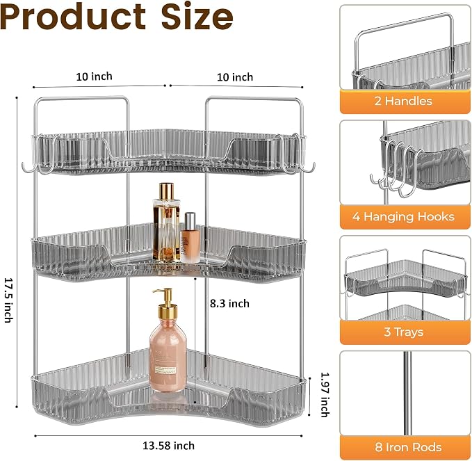 3-Tier Corner Organizer with Hooks - Image 2