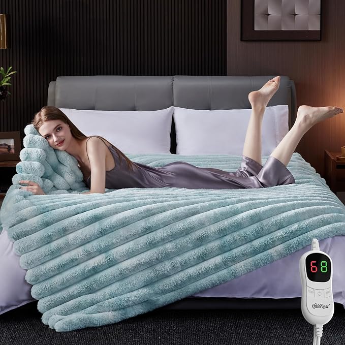 Heated Throw Blanket, Faux Fur Cozy Heating Blanket - Image 5