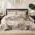 Whale Flotilla Patchwork Quilts Queen Size, Soft Boho Floral Bedspreads by WHALEFLOTILLA