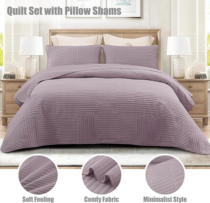 Whale Flotilla Ultra Soft King Quilt Bedding Set, Lightweight Microfiber Lilac - Image 2