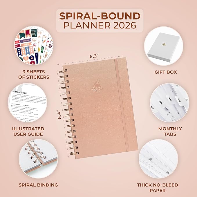 Clever Fox Dated Planner with Tabs 2026 – Weekly & Monthly Spiral Planner with - Image 2