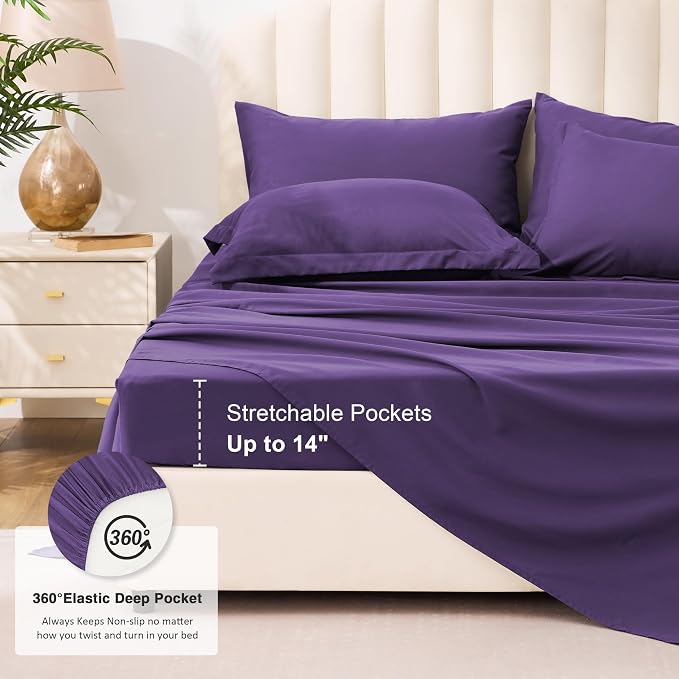 Love's cabin Twin Comforter Set Dark Purple, 5 Pieces Twin Bed in a Bag - Image 6