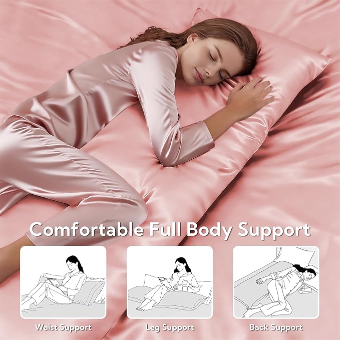 MR&HM Satin Body Pillow Cover, Soft and Breathable Body Pillow Case - Image 5