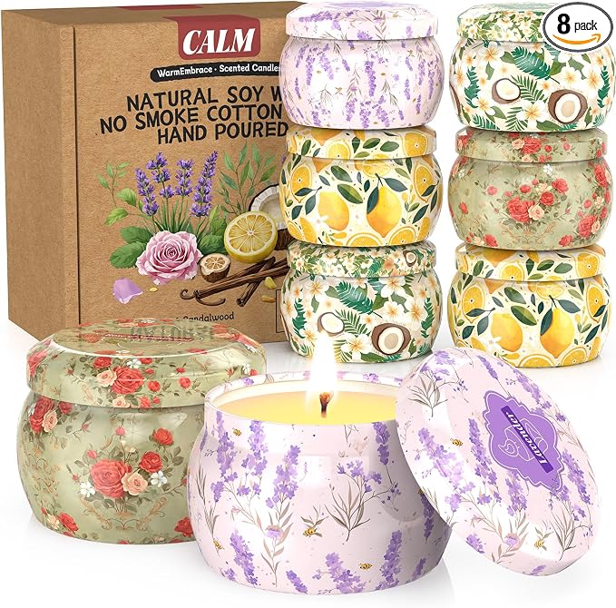 WarmEmbrace Scented Candles for Women, 8 Pack Soy Candle Set, 4.4OZ Candles for by WarmEmbrace