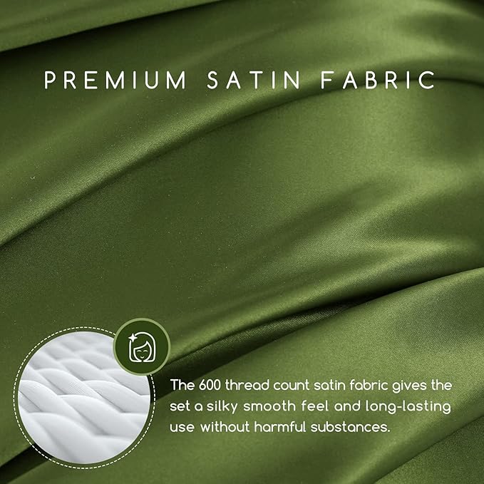 MR&HM Satin Bed Sheets, Full Size Sheets Set - Image 2
